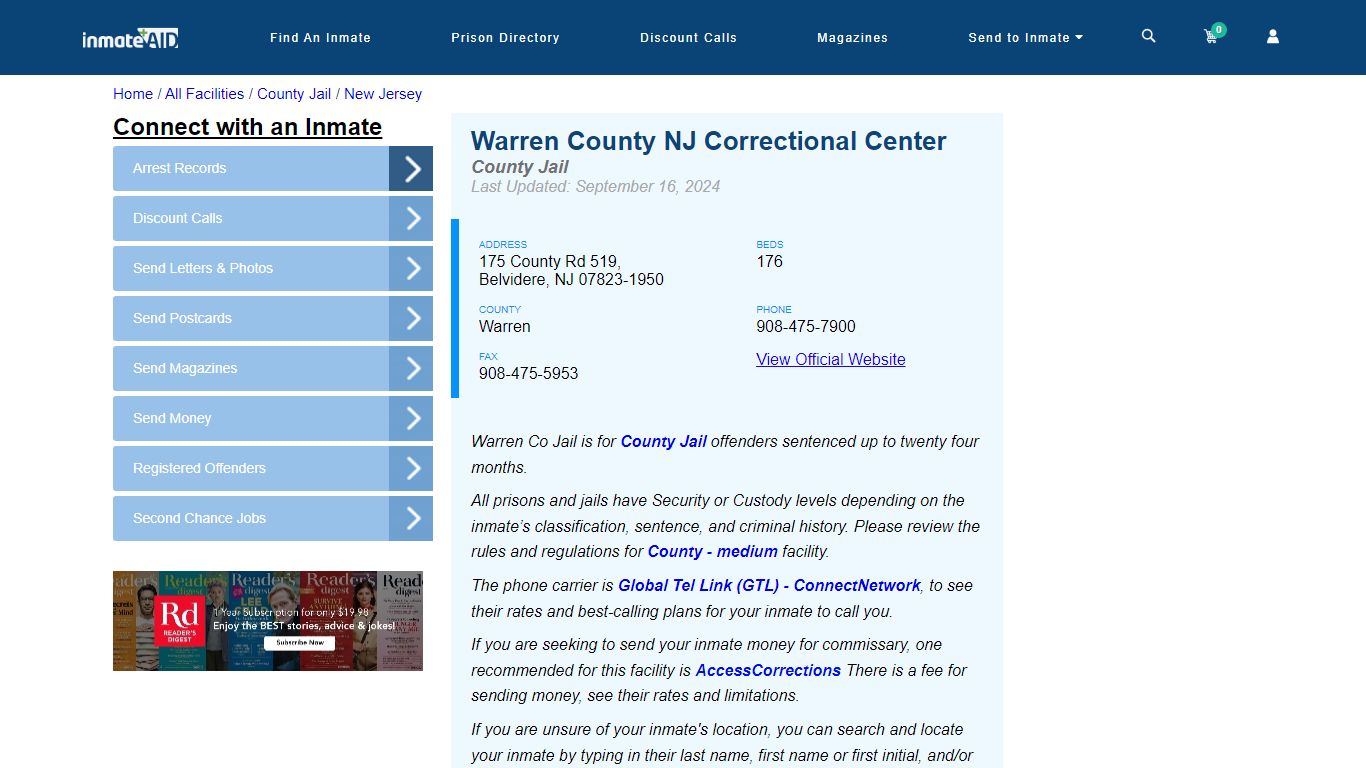 Warren County NJ Correctional Center - Inmate Locator