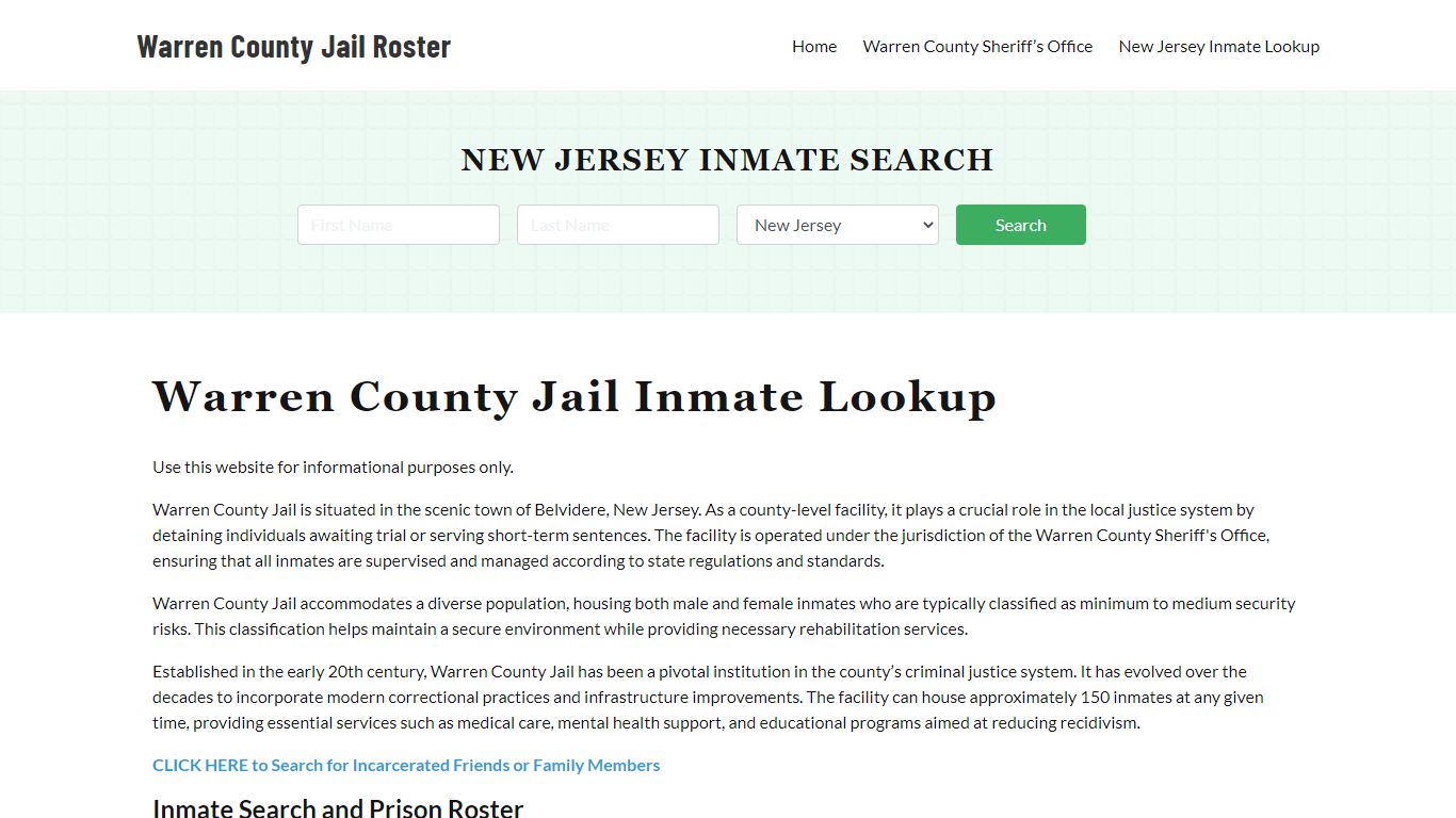 Warren County Jail Roster Lookup, NJ, Inmate Search